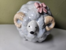 Vintage Sheep Ram with Horns Wearing a Pink Bow  figurine, Neiman Marcus