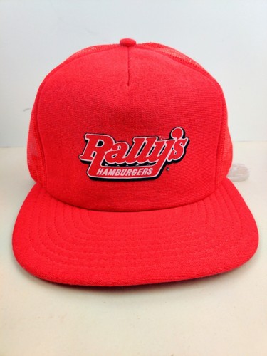 Vintage USA MADE Rally's Hamburgers Trucker Hat Snapback Dad Cap NOS