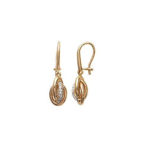 Boucles D'oreilles Pendantes Nœud Antillais - Plaqué Or 750/000, Fermoir Clous