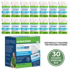30/Box Cleanadent Denture & Gum Cleansing Wipes, Denture Adhesive Remover Wipes