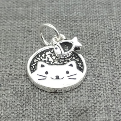 Sterling Silver Cat and Fish Pet Charms for Bracelet Necklace