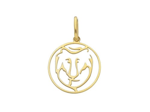 Pendentif Lion Signe Astrologique - Or Jaune 333 (8 Carats), 15.8mm, Zodiaque Horoscope