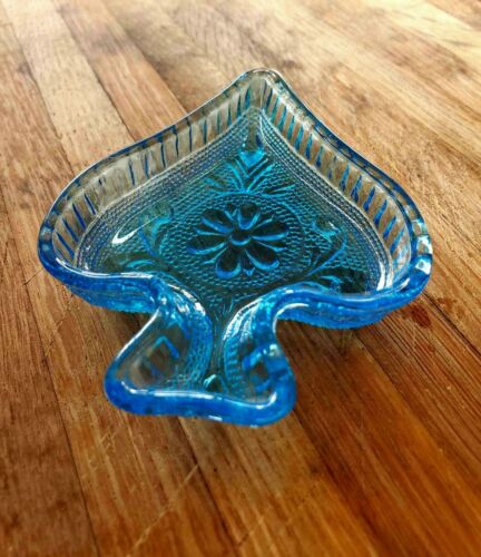Indiana Glass 3D Blue Bridge Ashtray Exclusively Made hostess Gifts SUPER RARE! - Picture 1 of 10
