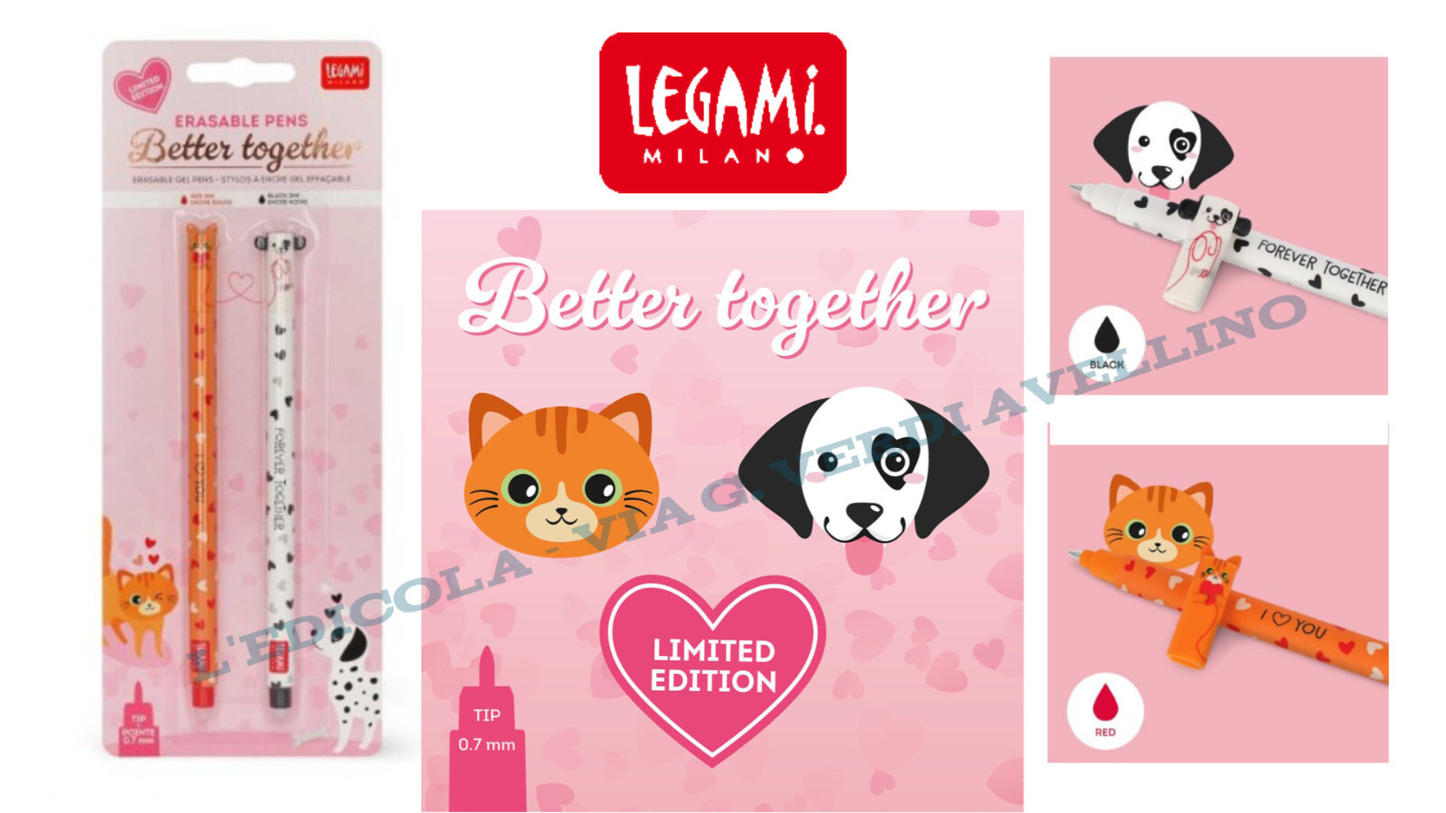 Set 2 Penne Cancellabili Legami San Valentino LIMITED EDITION