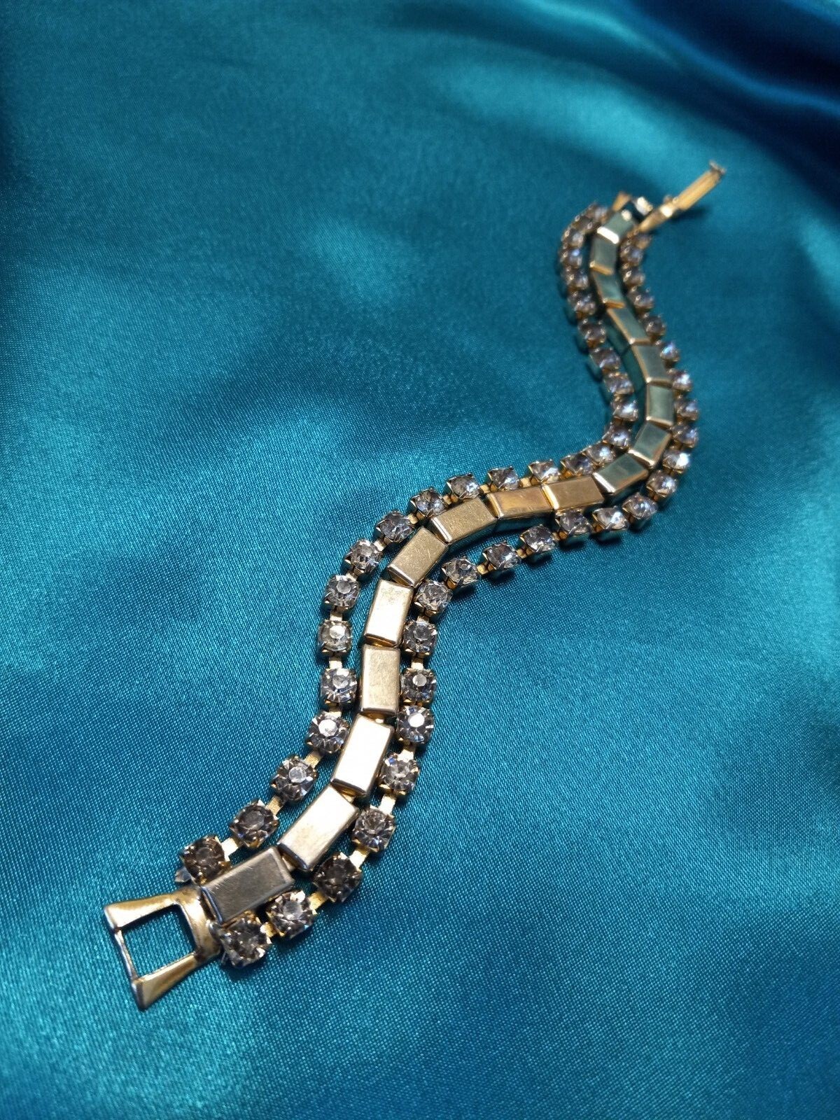 Vintage Multi Strand Rectangular Rhinestone Retro… - image 8