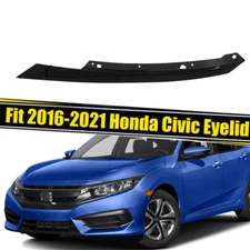 Driver Side Black Grille Headlight Eyelid Molding Trim Fit 2016-2021 Honda Civic