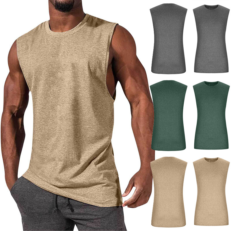 Men Bodybuilding Tee Sleeveless T-Shirts Vest Tank Tops Casual Breathable Tops