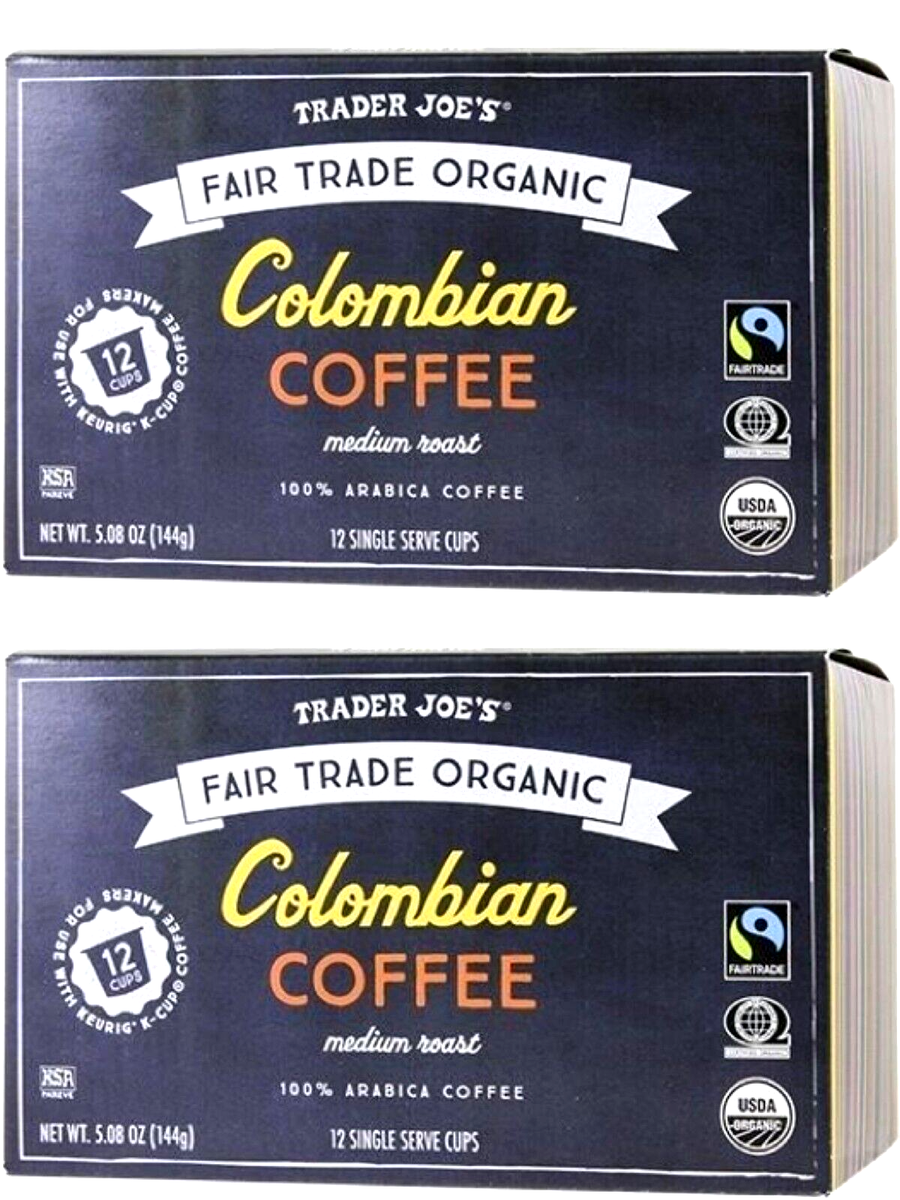 2 Packs Trader Joe's Organic Colombian Coffee Fair Trade 12 Cups