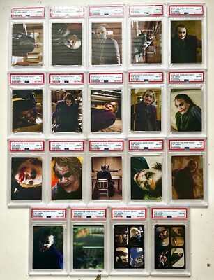 (19) PSA 8 2008 PGM The Dark Knight JOKER Heath Ledger Rookie Card Refractors