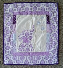 Handmade Baby Quilt Or Wall Hanging Purple Patchwork Elephant W/Balloons 29x32