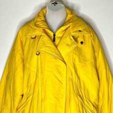 Fera Oversized Ski Jacket Womens 14 Yellow Zip Pockets Dupont Thermolite Vintage