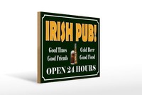 Holzschild Spruch 40X30 Cm Irish Pub Gold Beer Open 24 Deko Schild
