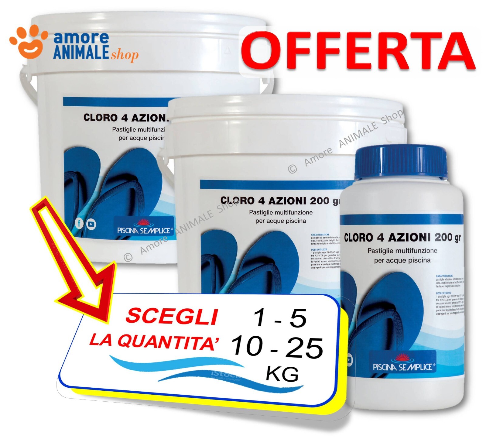 Lapi Cloro 4 Acciones Pastillas 200 Gr → 1/5/10/25 KG Multifunción Piscina