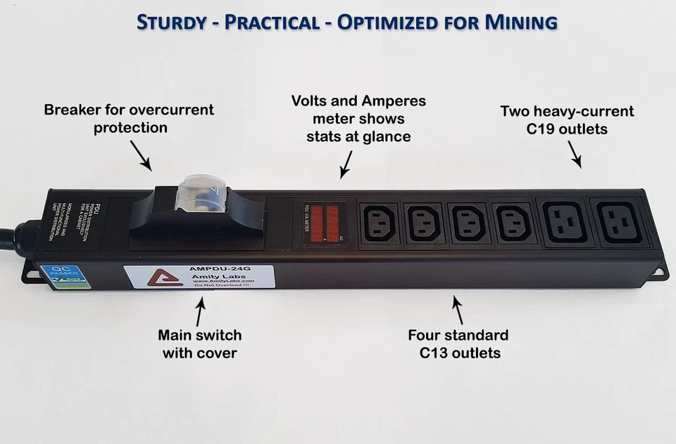 PDU de minería de criptomonedas medida - 4 salidas C13 y 2 salidas C19 Foto 2 de 4
