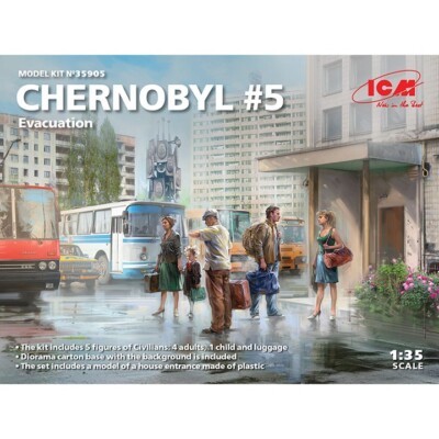ICM #35905 1/35 Chernobyl Number 5. Evacuation 4 adults,1 child and luggage