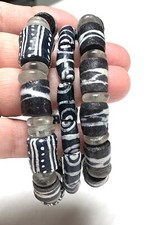 Vintage 1990s Ghanaian Glass Bead Stretch Bracelets Set of 3 Ghana Krobo Beads