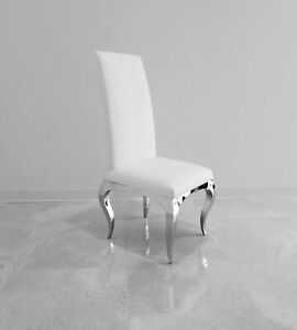 Modern Dining Chair White Leather And, White Leather And Chrome Chairs