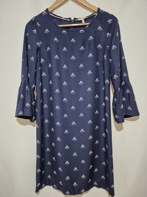 Women's Joules Knee Length 3/4 Sleeve Dress size 8 Navy Bumble Bee Spring Summer