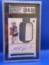 Michael Pittman Jr 2020 National Treasures Rookie Patch Auto 11/11 Jer # SGC 8.5