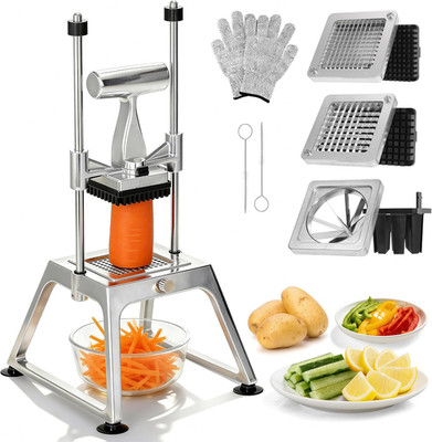 Commercial Vegetable Chopper & French Fry Cutter, Stainless Steel Manual Dicer,