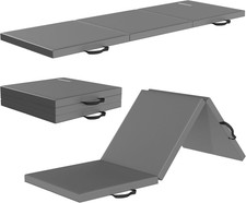 Folding Exercise Gymnastics Mat for Tumbling, 2'X6'X2" Gym Workout Mat with Carr