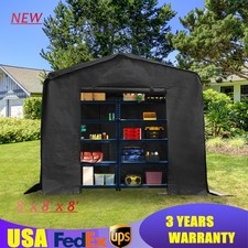 8' x 8' x 8' Shed Storage Shed Outdoor Storage Shed Black with Metal Frame NEW-