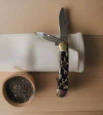 Steel Warrior Double Bladed Knife Lockback Bone Handles Stainless Steel 