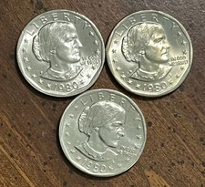 1980 PDS BU Susan B Anthony Dollars - 3 great coins from mint sets