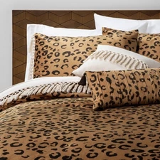OPALHOUSE 5 Pc Cassina Leopard Fringe Full/Queen Comforter Set with Pillows NEW