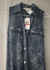 Michael Kors Women’s Blue/White Paisley Sleeveless Collared Button Dress XS