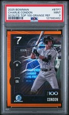 2025 BOWMAN SCOUTS' TOP 100 ORANGE REFRACTOR #BTP7 CHARLIE CONDON 15/25 PSA 9