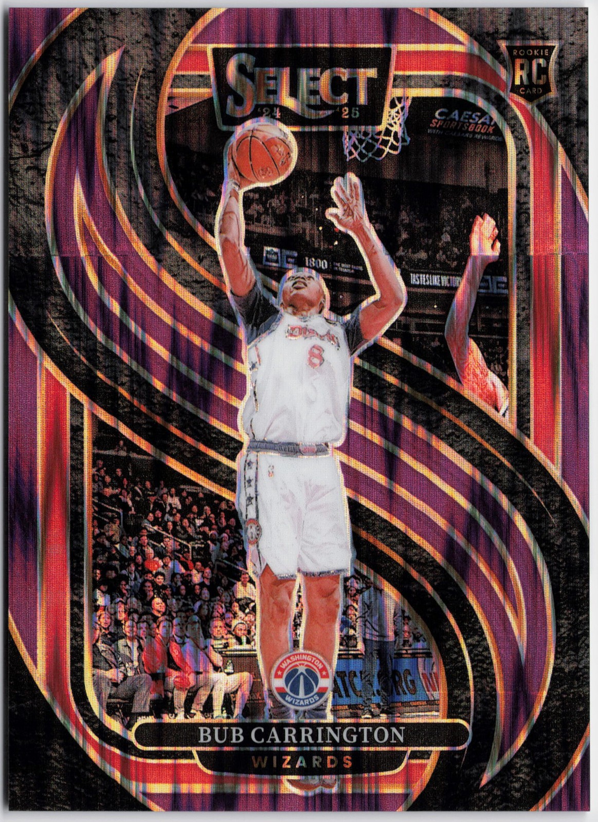 2024-25 Panini Select #81 Bub Carrington Purple Flash Prizm #/249 RC Rookie