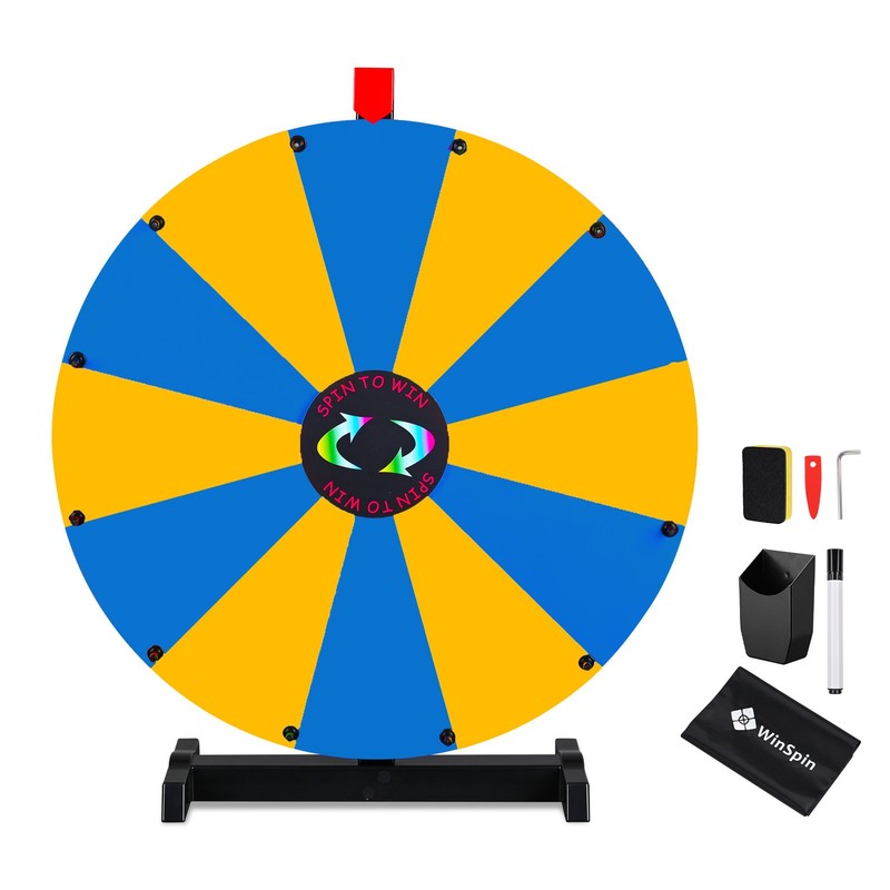 WinSpin 24" Pop Up Display Tabletop Prize Wheel Blue & Yellow for Outdoor Events