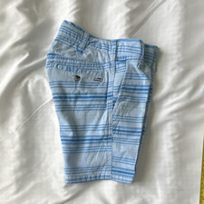 Hurley Boys Size 5 Light Blue Striped Chino Shorts Cotton Blend Pockets
