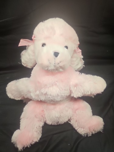 Vintage Koala Baby rosa Pudel Welpe Hund Plüschtier Stofftier Gingham Schleife Schlapp - Bild 1 von 15
