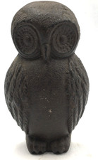Vintage Unsigned Cast Iron Owl Door Stop Rustic Wedge Doorstop