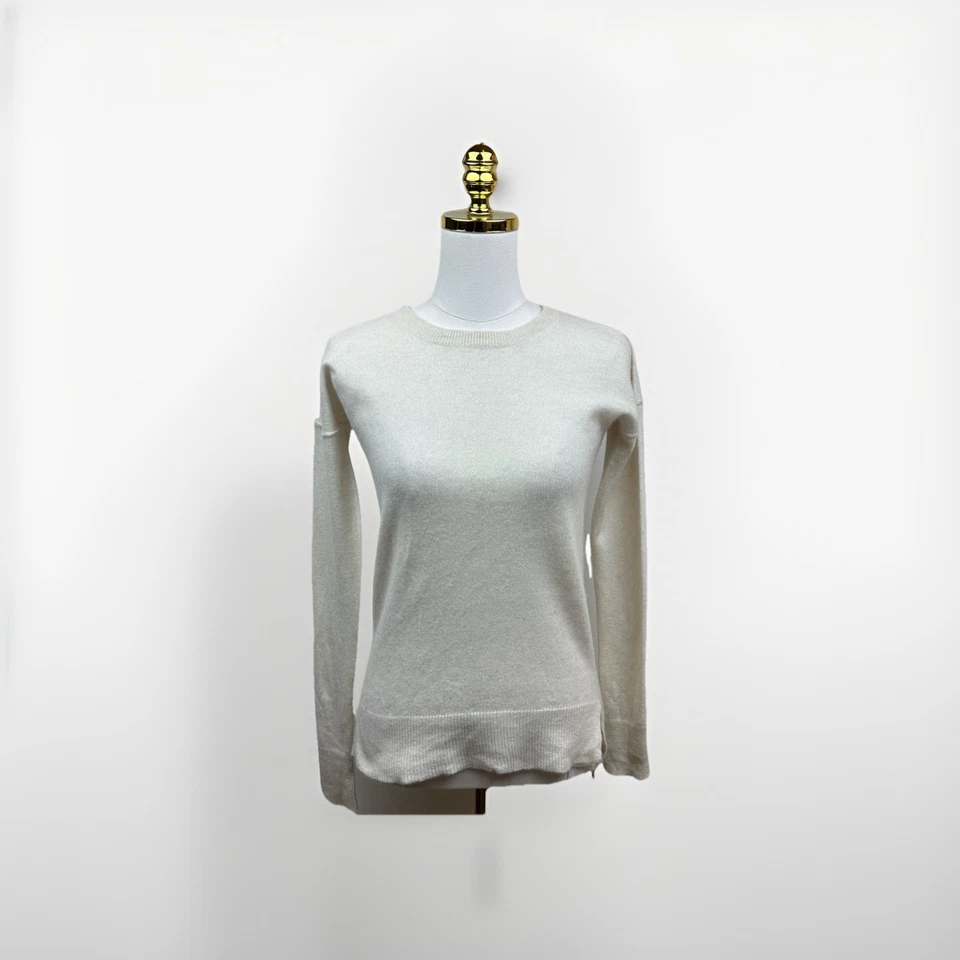 AQUA Cashmere High Low Crewneck Sweater - Cream - XS Retails:  $178 - Image 2 of 4