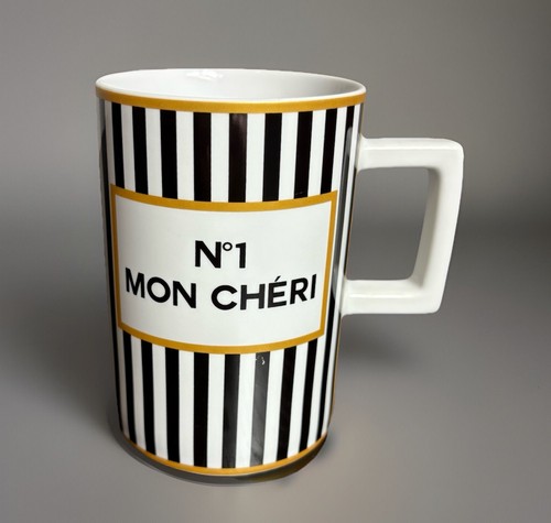 Konitz Germany No. 1 MON CHERI Black White Striped Coffee or Tea Mug - Picture 1 of 7