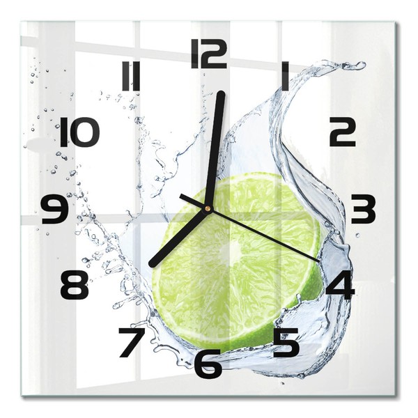Glas-Wanduhr Aus GehäRtetem Glas Glasuhr Limette Schwarze Zeiger 30X30 Cm-image