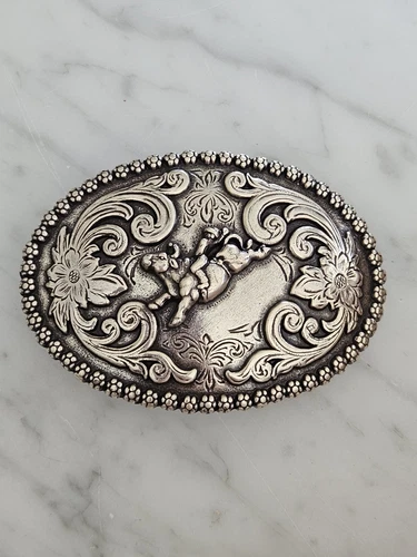 Bull Rider Riding Pro Professional Rodeo Western Cowboy Nocona Oval Belt Buckle