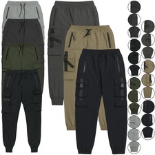 Mens Cargo Work Fleece Lined Stretch Joggers Water Resistant Elasticated Pants