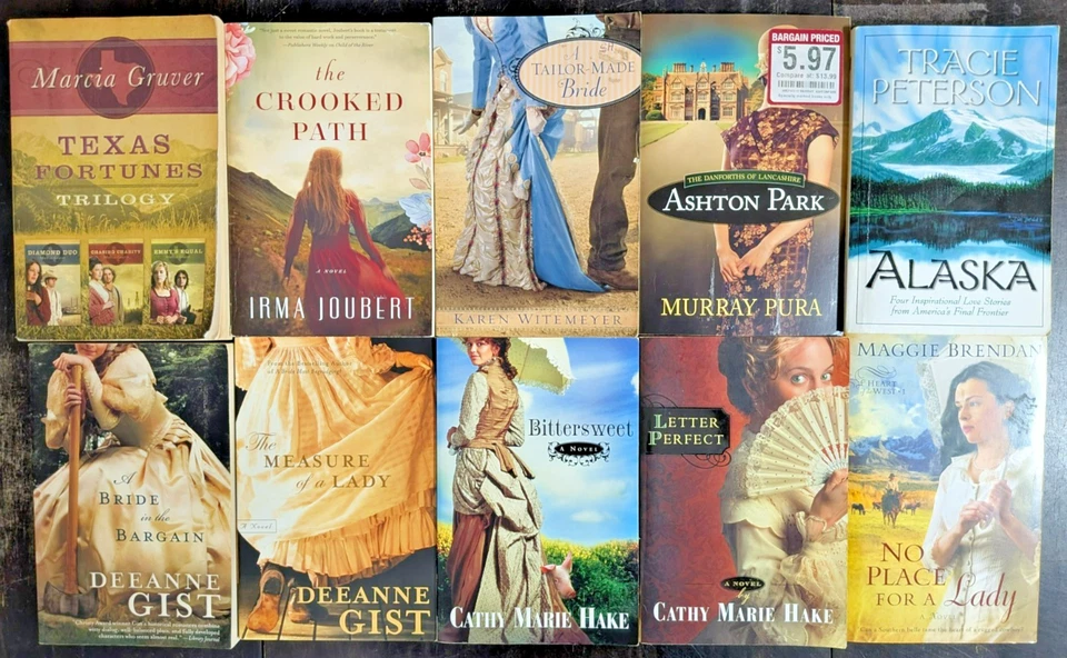 Christian / Historical Fiction Romance TPB Novels 10 Book Lot Gist Hake Gruver - Imagem 2 de 3