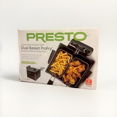 Presto Dual Basket ProFry 5qt Black Stainless Steel Deep Fryer