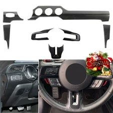 Steering Wheel Dash Panel Center Cover Trim Kit For Ford Mustang 15+Carbon Fiber