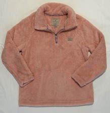 Simply Southern Women s M Light Pink Sherpa Fleece Quarter Zip Pullover SOFT