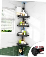 Corner Shower Caddy Tension Pole, Extendable Rustproof Stainless Steel Black