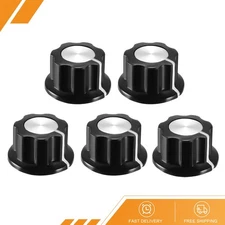 5Pcs Speaker Control Knob Power Amplifier Black 19mm Dia Rotary for 6.4mm