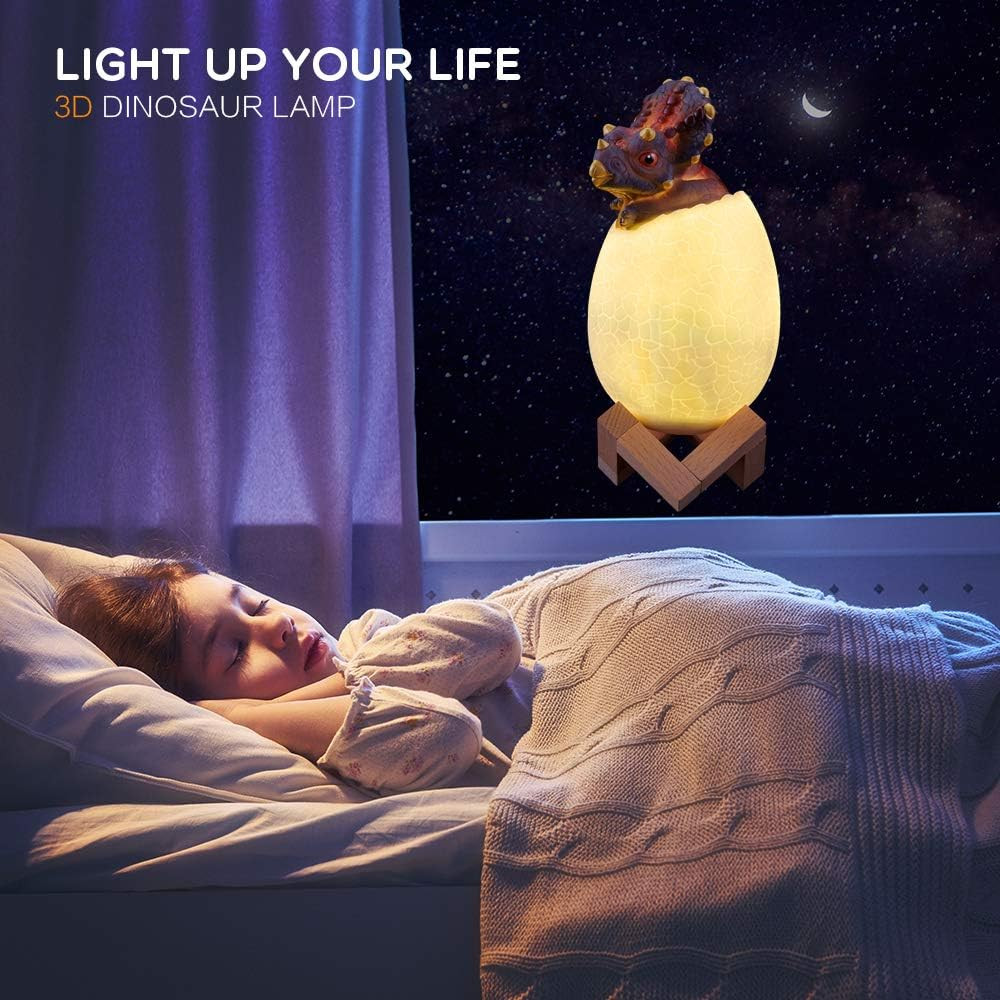 Lampada LED Dinosauro 16 Colori RGB - Batteria 1200mAh USB Touch - 3