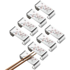 8pcs 304 Stainless Steel Plum Blossom Flat Chopstick Rest Spoon Holder, Silver