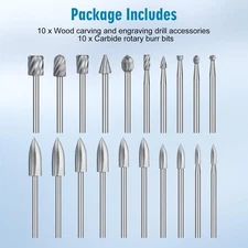 20x Wood Carving Engraving Drill Carbide Rotary Burr Bit Rotary Tool for Dremel)